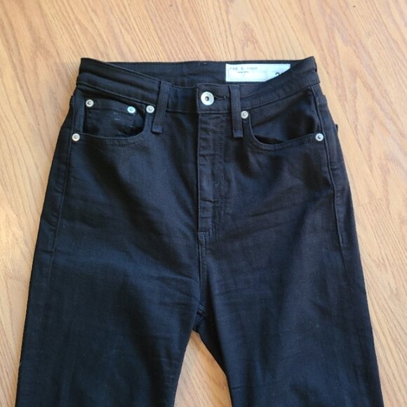 NEW! RAG & BONE CASEY HIGH RISE ANKLE FLARE JEANS BLACK STRETCH DENIM sz 25 - Picture 3 of 7